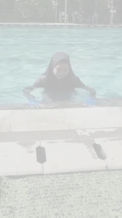 Close up details of Layyin modest swimwear for Muslim women